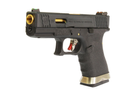 Страйкбольний пістолет WE Glock 19 Custom (Black Slide and Gold Barrel) Black (Страйкбол 6мм) - изображение 3