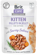 Влажный корм для котят Brit Care Fillets in Jelly Savory Salmon Kitten в желе с лососем 85 г