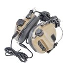 Активні стрілецькі навушники на шолом Earmor M31H Койот TAN + Premium кріплення Чебурашка (12772kr) - зображення 4