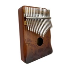 Музыкальный инструмент Калимба Cega (Kalimba) на 17 язычков с гравировкой журавлей Коричневый