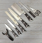 Набір кухонних ножів Венсон ВN-405 з нержавіючої сталі для кухні на підставці 9 предметів Граніт - зображення 5