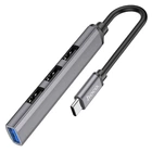 USB-хаб адаптер Hoco HB26 Type-C 4в1 (док станция, Type-, 3 USB3.0 + USB2.0, переходник, для макбука и другой техники) - Темно серый
