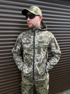 Тактическая куртка летняя soft shell пиксель Premium, Куртка пиксель, Куртка софтшелл ВСУ пиксель 46р. - изображение 1