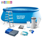 Круглый надувной бассейн Intex 26166 NP. Насос, лестница и тент в комплекте. Размером 457x107см, объём 12430л
