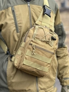 Однолямковий міський рюкзак барсетка сумка слінг Tactic із системою molle на 7 л Coyote (095-coyote) - зображення 6