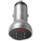 Автомобильное зарядное устройство для Baseus CCBX-0S 24W 2xUSB-A QC 3.0 с цифровым дисплеем, Серебристый (CCBX-0S)