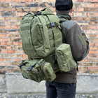 Тактический военный рюкзак с подсумками Military военный рюкзак водоотталкивающий 50 л 52 х 32 х 22 см Олива - изображение 3
