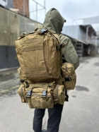 Тактический военный рюкзак с подсумками Military военный рюкзак водоотталкивающий 50 л 52 х 32 х 22 см Койот - изображение 4