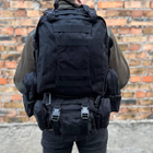 Тактический военный рюкзак с подсумками Military военный рюкзак водоотталкивающий 50 л 52 х 32 х 22 см Черный - изображение 3