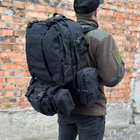 Тактичний військовий рюкзак з підсумками Military військовий рюкзак водовідштовхувальний 50 л 52 х 32 х 22 см Чорний - зображення 4