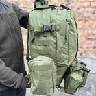 Тактический военный рюкзак с подсумками Military военный рюкзак водоотталкивающий 50 л 52 х 32 х 22 см Олива - изображение 8
