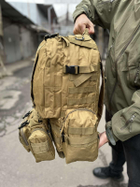 Тактичний військовий рюкзак з підсумками Military військовий рюкзак водовідштовхувальний 50 л 52 х 32 х 22 см Койот - зображення 9