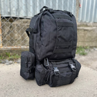 Тактичний військовий рюкзак з підсумками Military військовий рюкзак водовідштовхувальний 50 л 52 х 32 х 22 см Чорний - зображення 10