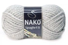Турецкая пряжа для вязания Nako Spaghetti (Спагетти)-195 серебро