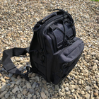 Універсальна сумка тактична нагрудна, військова сумка із щільної тактичної тканини через плече Чорна - зображення 4