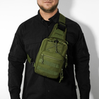 Універсальна сумка тактична нагрудна, військова сумка із щільної тактичної тканини через плече Хакі - зображення 4