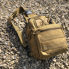 Универсальная сумка тактическая нагрудная, военная сумка из плотной тактической ткани через плечо Койот - изображение 5