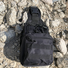 Універсальна сумка тактична нагрудна, військова сумка із щільної тактичної тканини через плече Чорна - зображення 7