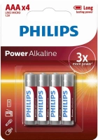 Батарейки Philips Power Alkaline LR03 AAА 1.5 В 4 шт. (LR03P4B/10) - зображення 1