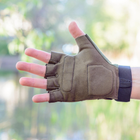 Перчатки тактические короткопалые(открытые, без пальцев) с гербом хаки М - изображение 6