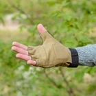 Тактичні рукавички короткопалі (відкриті, без пальців) з гербом койот XL - зображення 4
