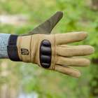 Тактичні рукавички довгопалі (закриті, з пальцями) з гербом койот XL - зображення 1