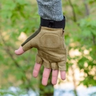 Тактичні рукавички короткопалі (відкриті, без пальців) з гербом койот XL - зображення 7