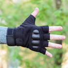 Тактичні рукавички короткопалі (відкриті, без пальців) з гербом чорні М - зображення 9