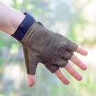 Тактичні рукавички короткопалі (відкриті, без пальців) з гербом хакі XXL - зображення 5