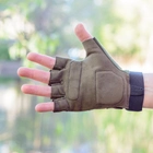 Тактичні рукавички короткопалі (відкриті, без пальців) з гербом хакі XXL - зображення 6