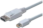 Adapter Digitus mini DisplayPort - DisplayPort AM/AM 1 m biały (AK-340102-010-W) - obraz 1