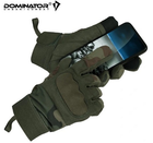 Защитные перчатки Dominator Tactical Олива S (Alop) из100% экокожи открытый большой и триггерный палец адаптированные к сенсорному экрану для спорта - изображение 3