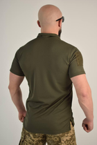 Футболка поло тактична 46 розмір S чоловіча військова армійська футболка ПОЛО літнє POLO оліва хакі для ЗСУ - зображення 7