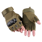 Захисні рукавички без пальців похідні польові Combat з посиленими вставками на кісточках пальців туристичні з регульованим манжетом на липучці L (Kali) - зображення 3