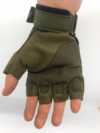 Захисні рукавички без пальців похідні польові Combat з посиленими вставками на кісточках пальців туристичні з регульованим манжетом на липучці L (Kali) - зображення 5