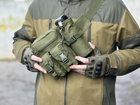 Сумка тактическая городская на пояс Tactical с карманом под бутылку Олива (1026-olive) - изображение 2