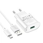 СЗУ HOCO C109A Fighter 1USB/18W/QC3.0/Micro Cable White