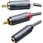 Кабель мультимедійний AUX 3.5mm TRS to RCAx2 M/M 0.25m AV102 Black Ugreen (10561) (241824)
