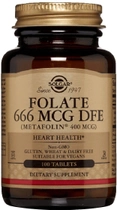 Suplement diety Solgar (kwas foliowy) Folate 666mcg (METAF 400mcg) 100 T (33984019416) - obraz 1