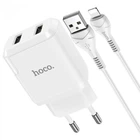 Зарядное устройство HOCO Lightning cable Speedy dual port charger set N7 | 2USB, 5V/2.1A | white