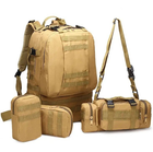 Рюкзак тактичний військовий 60 л з підсумками MOLLE водостійкий , військовий рюкзак Oxford 600D Койот - зображення 3