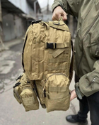 Рюкзак тактичний військовий 60 л з підсумками MOLLE водостійкий , військовий рюкзак Oxford 600D Койот - зображення 4