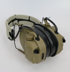 Активные защитные наушники шумоподавляющие Wosport HD-17 гарнитура с функцией Bluetooth с динамиками и микрофоном складные оливковые в чехле (Kali) - изображение 5