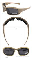 Защитные тактические очки + 7 комплектов линз Daisy X7-X койот толщина линз 2 мл-увеличинная толщина - изображение 8
