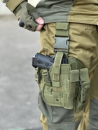 Тактическая набедренная кобура Tactic универсальная кобура на пояс с карманом под магазин цвет Олива (holster-1019-olive) - изображение 5