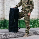 Сумка баул військова, армійський баул Оксфорд чорний 100 л тактичний баул з клапаном, тактичний баул-рюкзак - зображення 6