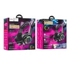 Ігрові дротові навушники Hoco W107 Cute Cat Ear RGB підсвічування, USB та Mini-Jack 3.5мм, з мікрофоном, Pink