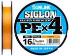 Шнур Sunline Siglon PE х4 150m (помаранчевий) #0.4/0.108mm 6lb/,1658.09.28