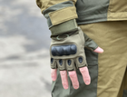 Тактические безпалые перчатки Tactic армейские перчатки с защитой костяшек размер XL цвет Олива (oakley-olive-xl) - изображение 6