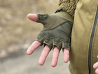 Тактические безпалые перчатки Tactic армейские перчатки с защитой костяшек размер XL цвет Олива (oakley-olive-xl) - изображение 7